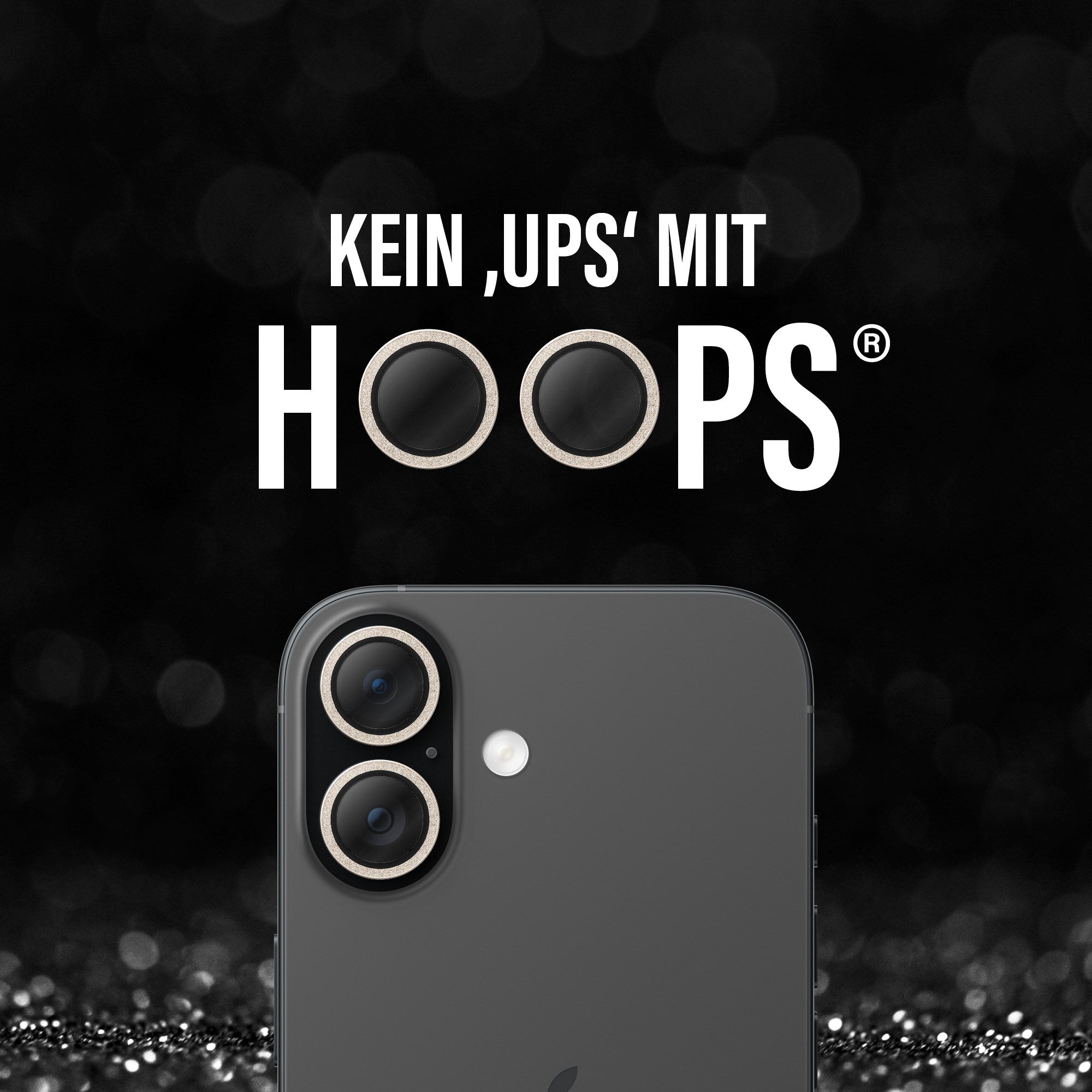 PanzerGlass® Hoops® Kameraschutz Glitter Gold iPhone 17 | iPhone 16 | 16 Plus